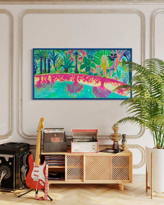 Pink Shadows By The Pool 153cm x 77cm