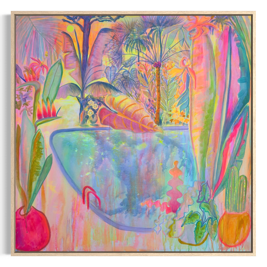 ‘Irridescent Skies = Languid Poolside’. 102cm x 102cm - Kathryn Sillince Artist