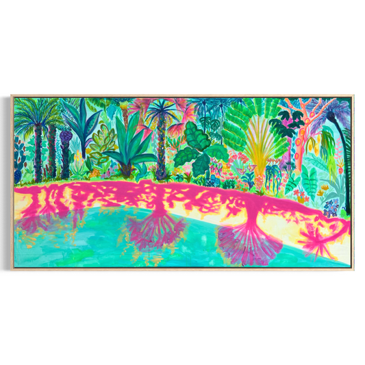 Pink Shadows By The Pool 153cm x 77cm - Kathryn Sillince Artist