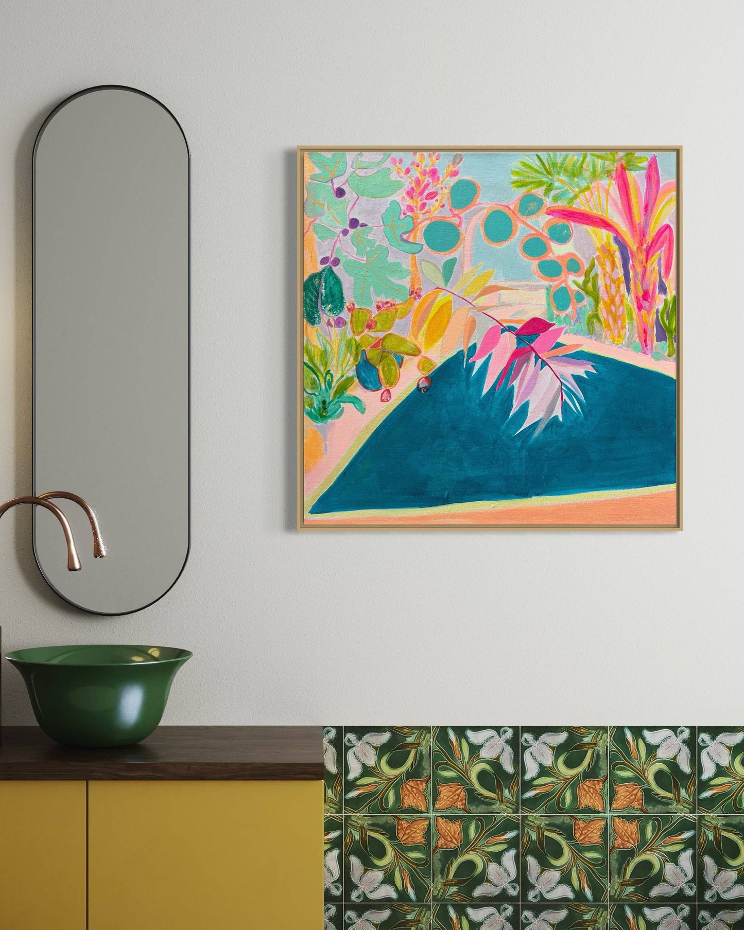 'Endless Summer By The Pool' 60.5cm x 60.5cm - Kathryn Sillince Artist