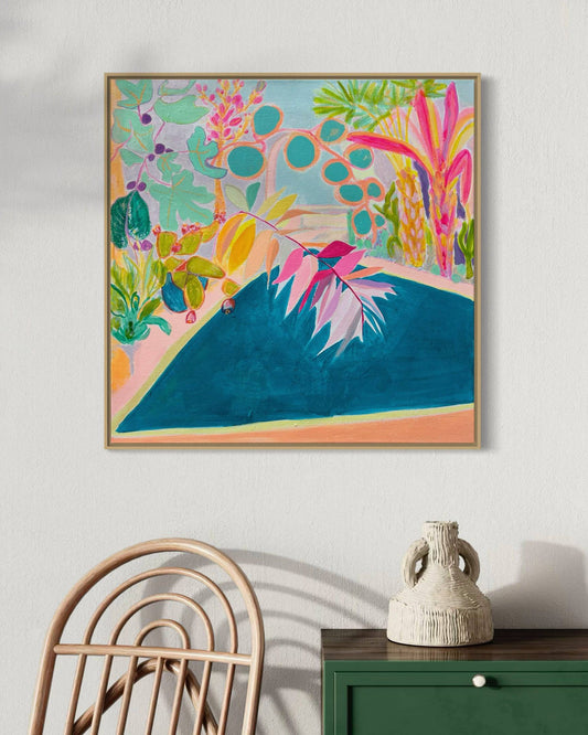 'Endless Summer By The Pool' 60.5cm x 60.5cm - Kathryn Sillince Artist