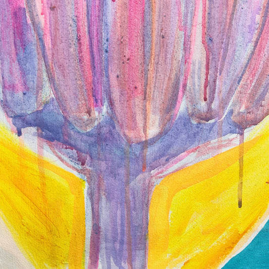 'Purple and Yellow Banana Study' 51cm x 51cm - Kathryn Sillince Artist