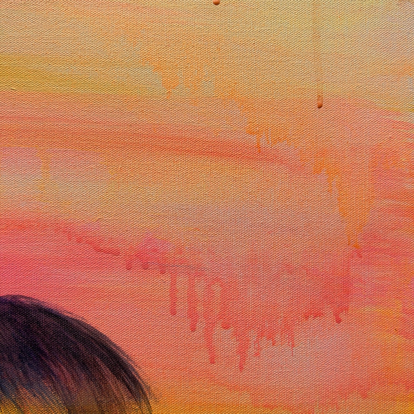 Sunset Solitude artwork by Kathryn Sillince, 66cm x 81cm, featuring a serene sunset scene with vibrant colors and tranquil landscape.