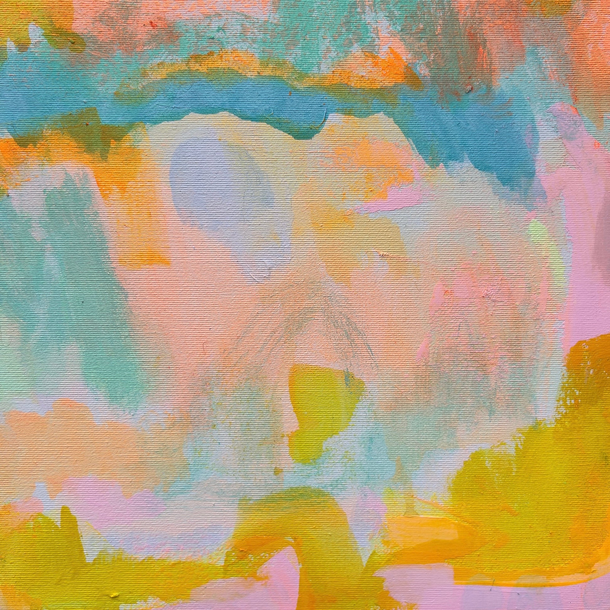 Kathryn Sillince Artist "Summer Loving" 80cm x 80cm abstract floral art print on canvas.