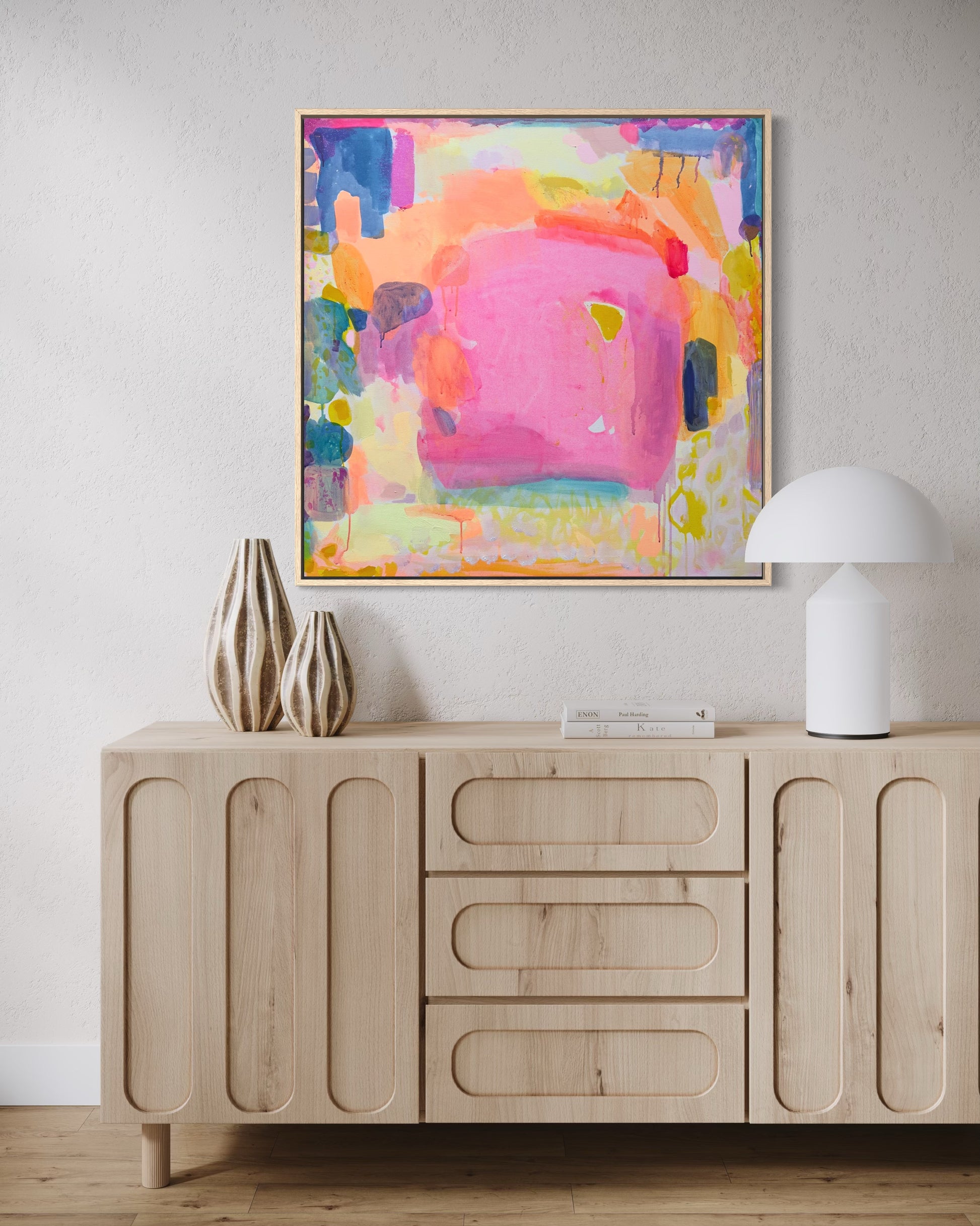 Close-up of "A Beautiful Demeanour" art print by Kathryn Sillince, showcasing vibrant colors and detailed brushwork.