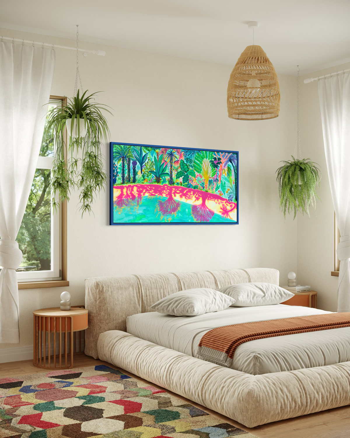 Pink Shadows By The Pool 153cm x 77cm