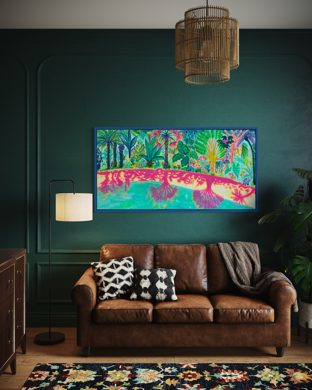 Pink Shadows By The Pool 153cm x 77cm