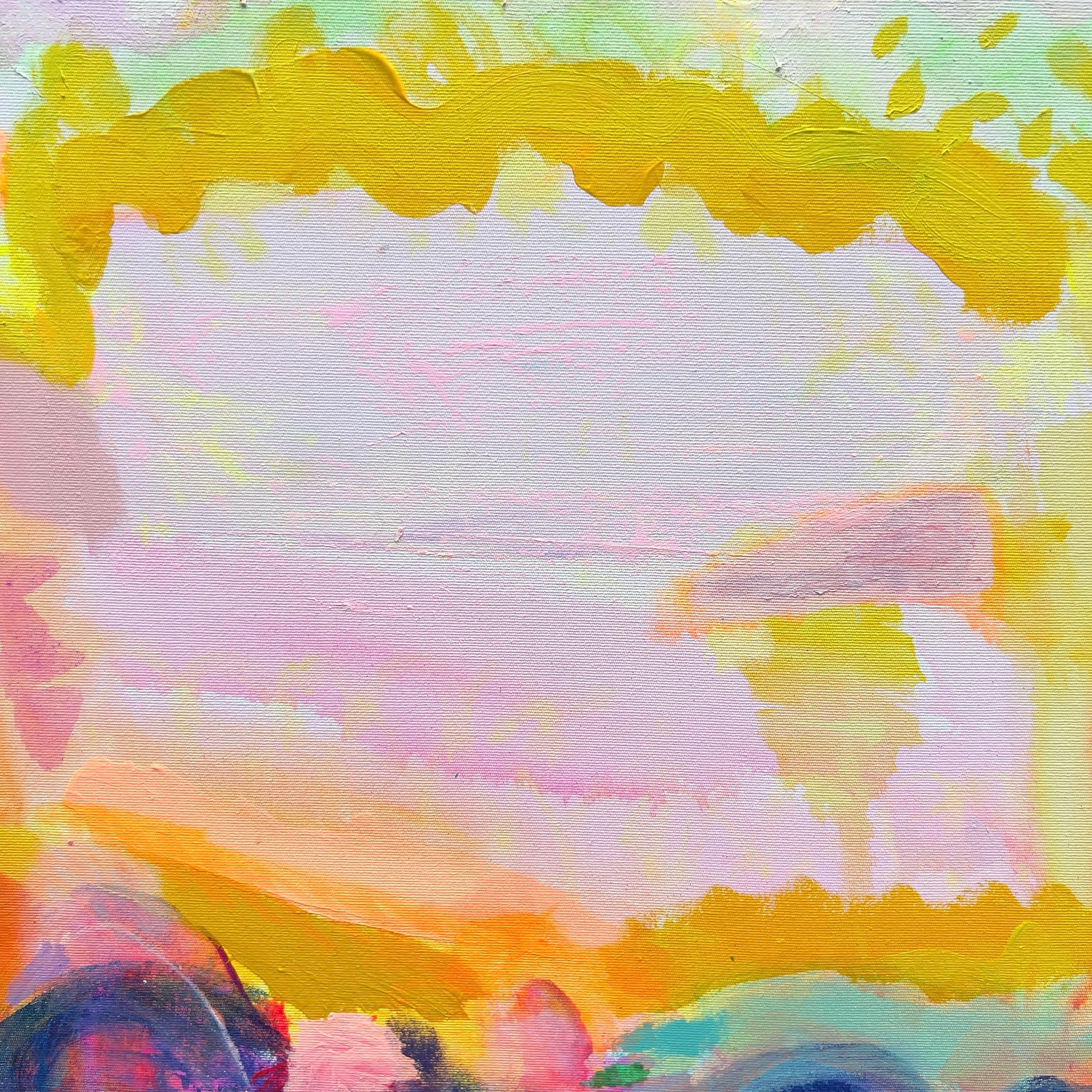 Kathryn Sillince Artist 'Ravishing' 80cm x 80cm abstract artwork featuring vibrant colors and expressive brushstrokes.