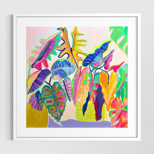 Alocasia Revelation paper print by Kathryn Sillince Artist featuring detailed botanical illustration of Alocasia plant leaves.