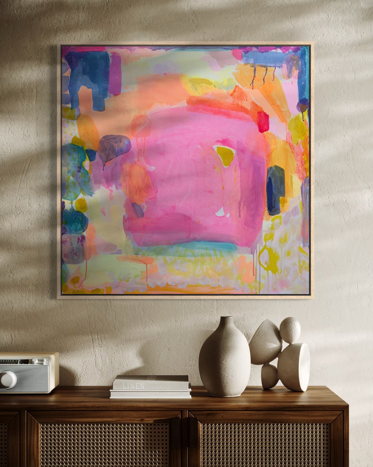 Close-up of "A Beautiful Demeanour" art print by Kathryn Sillince, showcasing intricate brushstrokes and vibrant colors.