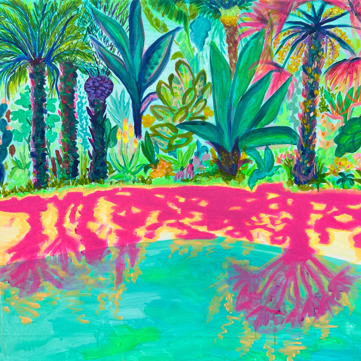 Pink Shadows By The Pool 153cm x 77cm
