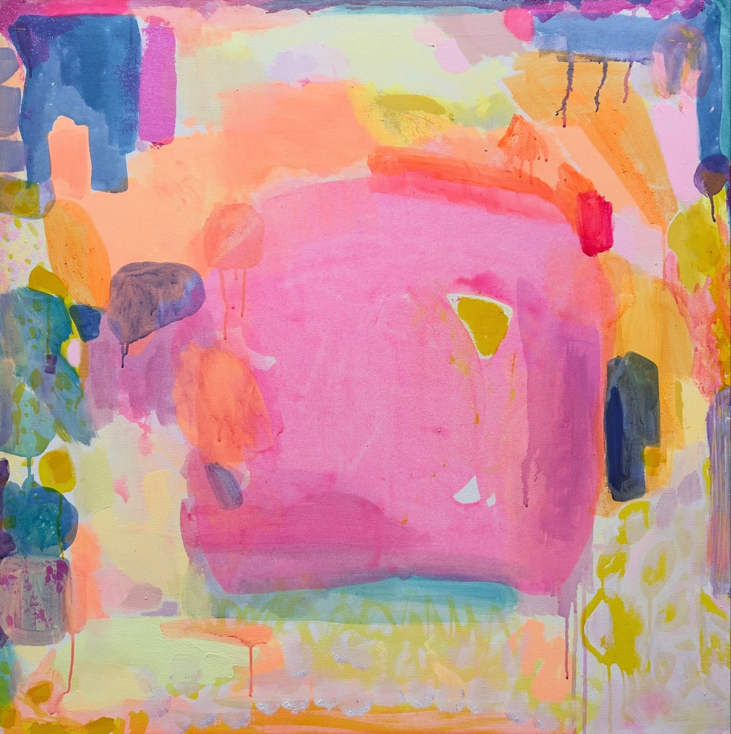 Close-up of a framed artwork titled "A Beautiful Demeanour" by Kathryn Sillince Artist, showing intricate brushwork and vibrant colors.