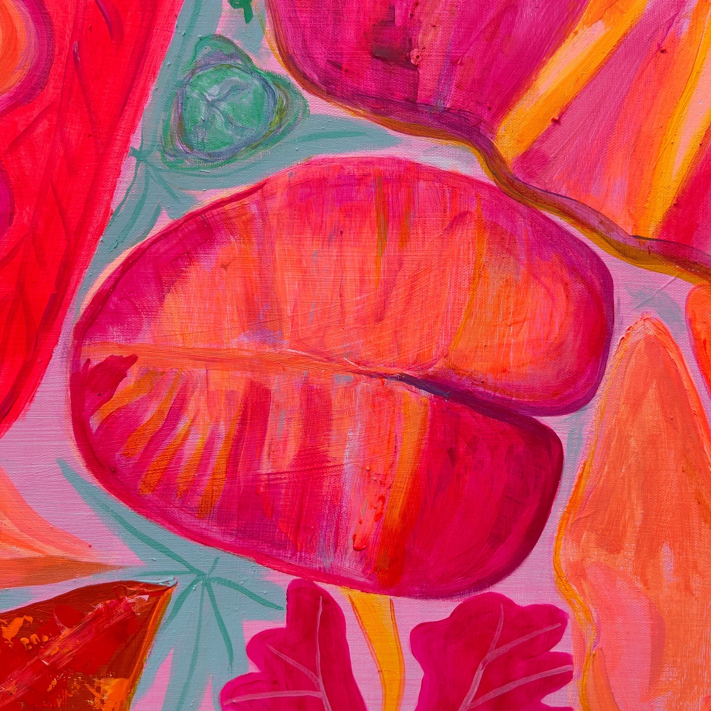 Kathryn Sillince Artist 'Better Together' 102cm x 102cm abstract artwork with vibrant colors and textured brushstrokes.