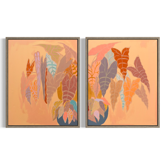 BOTANICAL PRINT SET: ‘Peachy Alocasia Diptych’ - Kathryn Sillince Artist
