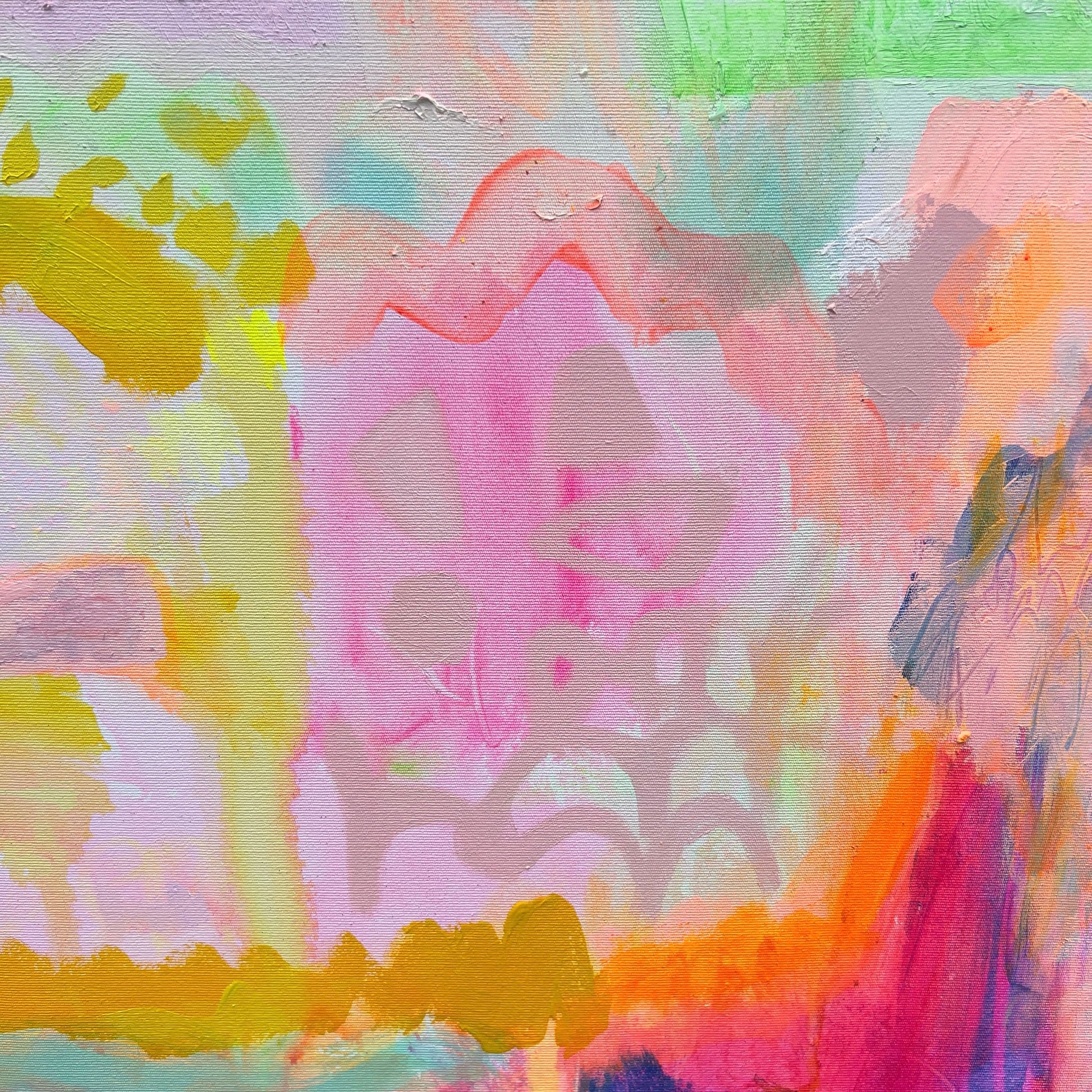 Ravishing 80cm x 80cm artwork by Kathryn Sillince Artist featuring vibrant abstract colors and intricate brushwork.