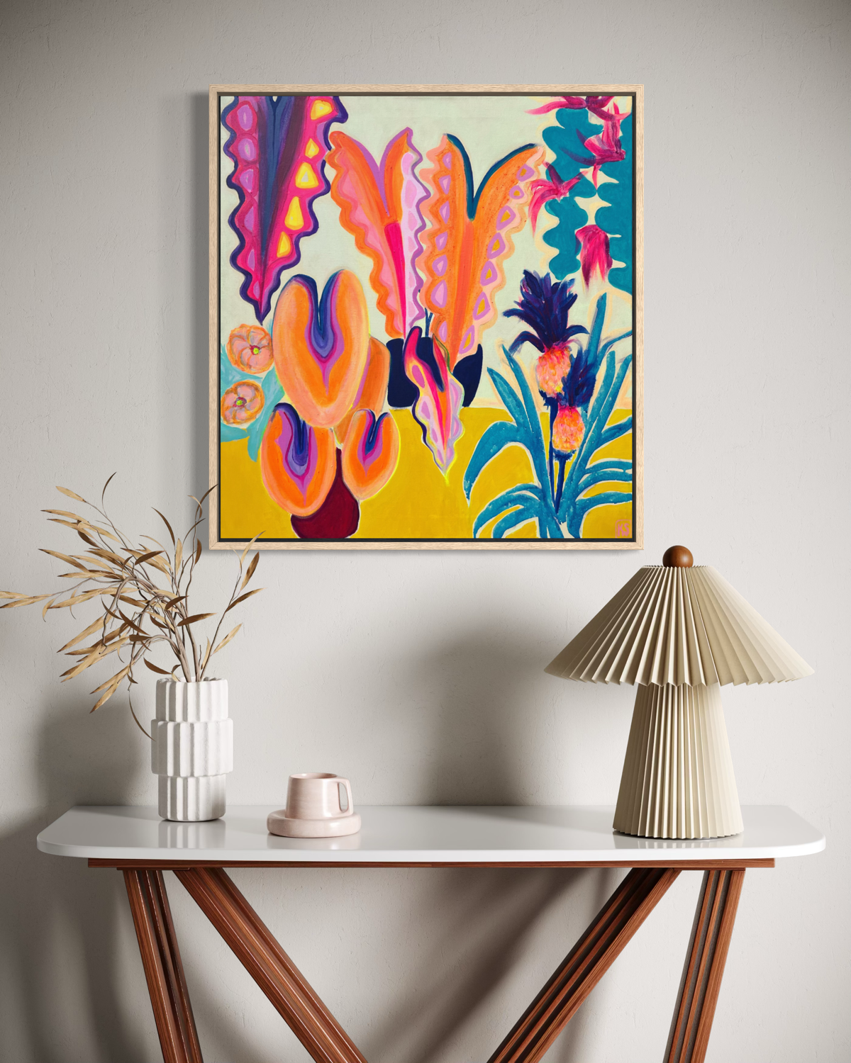 Alocasia Study V canvas print by Printumo featuring a detailed botanical illustration of an Alocasia plant on textured canvas.