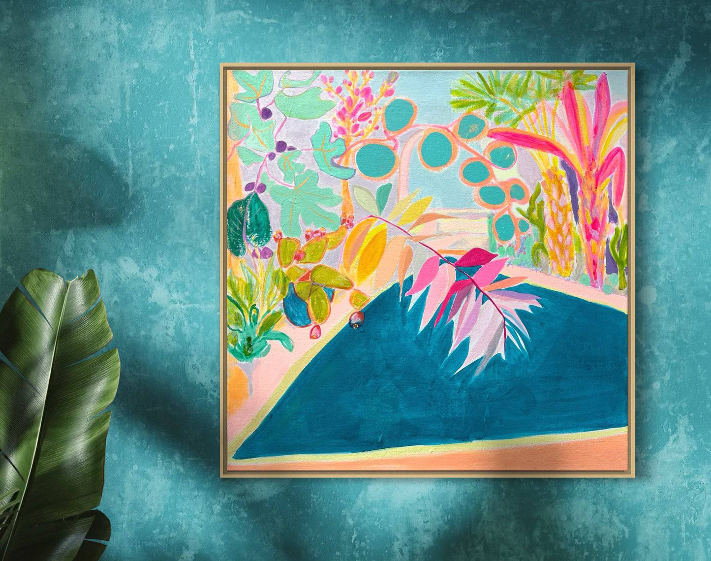 'Endless Summer By The Pool'  60.5cm x 60.5cm - Kathryn Sillince Artist