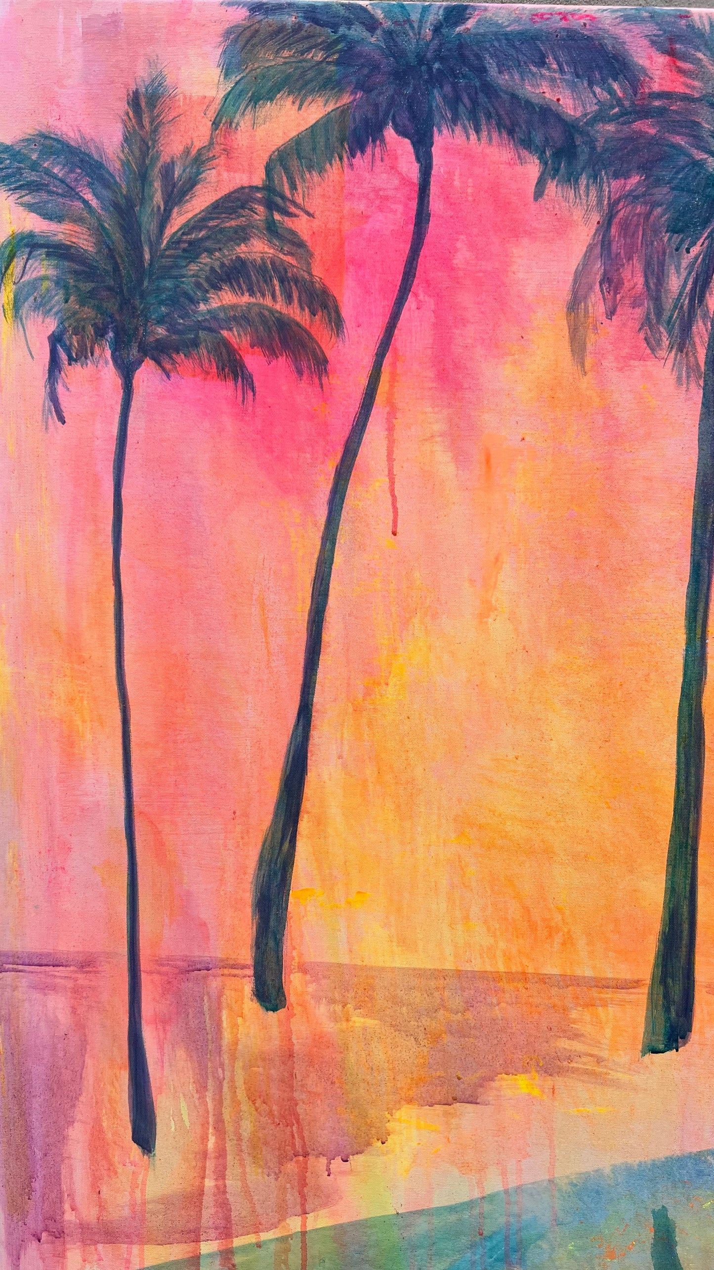 Paper print titled "Swaying Into Sunset" by Kathryn Sillince Artist, featuring a vibrant sunset scene with swaying grasses.