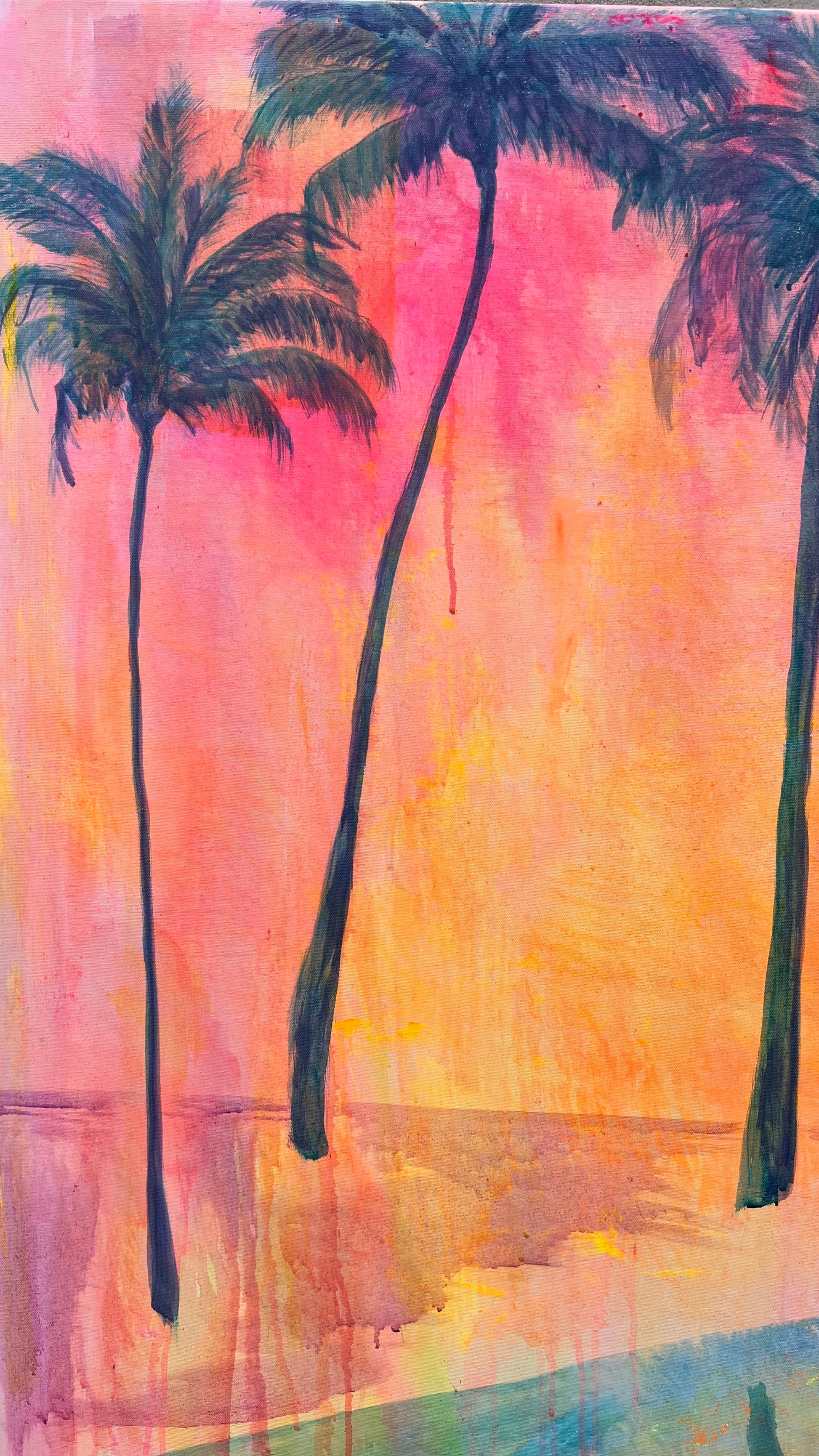 Paper print titled "Swaying Into Sunset" by Kathryn Sillince Artist, featuring a vibrant sunset scene with swaying grasses.
