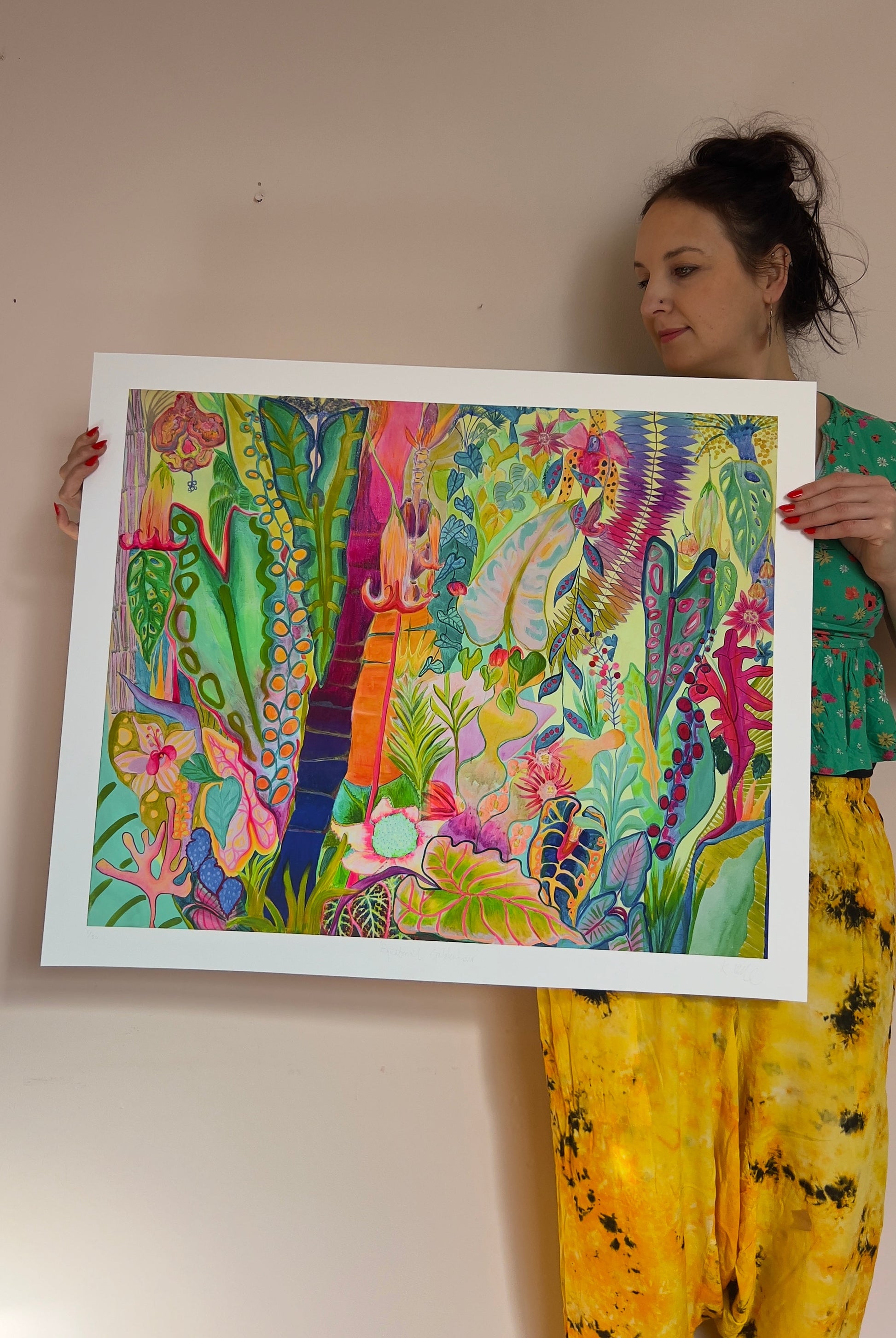 Equatorial Goldenhour paper print by Kathryn Sillince Artist showing warm sunset hues and detailed landscape in a vibrant art piece.