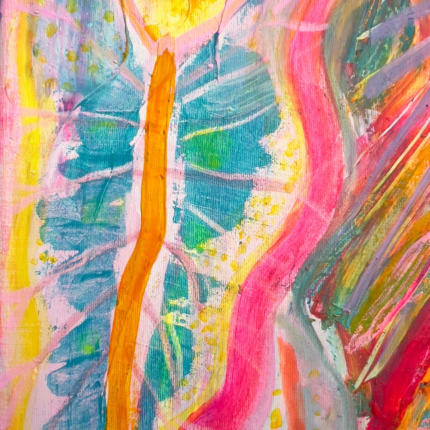 'Three Alocasia Leaves' 41cm x 41cm - Kathryn Sillince Artist