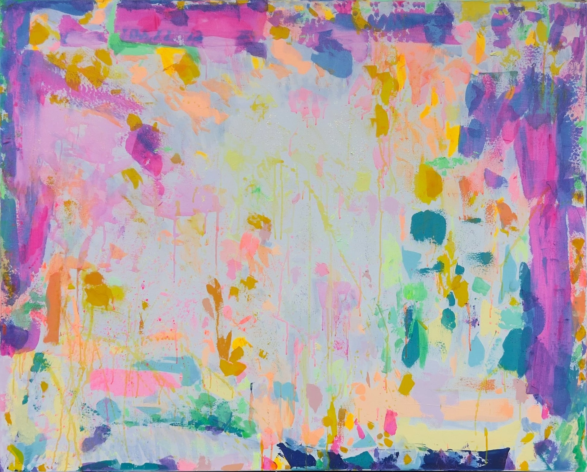 Eternal Optimism artwork by Kathryn Sillince, 153cm x 123cm, vibrant abstract painting with bold colors and dynamic brushstrokes.