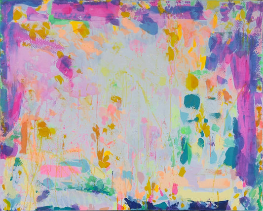 Eternal Optimism artwork by Kathryn Sillince, 153cm x 123cm, vibrant abstract painting with bold colors and dynamic brushstrokes.