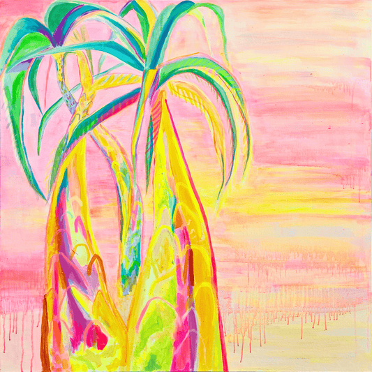 'Vaporwave Palms'  112cm x 112cm - Kathryn Sillince Artist