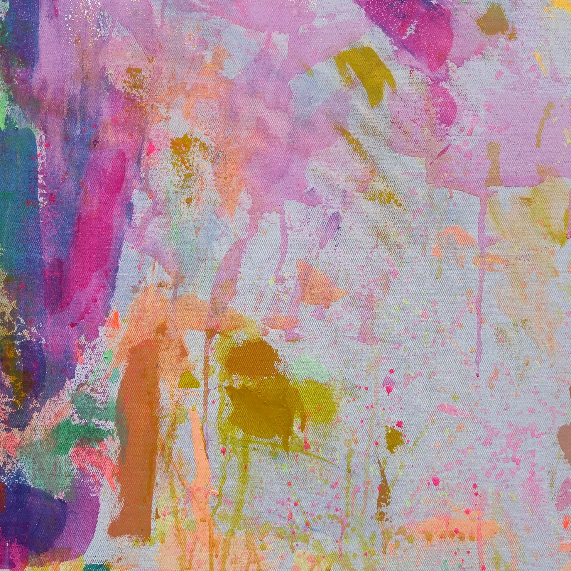 Eternal Optimism artwork by Kathryn Sillince, 153cm x 123cm, vibrant abstract painting with bold colors and flowing patterns.