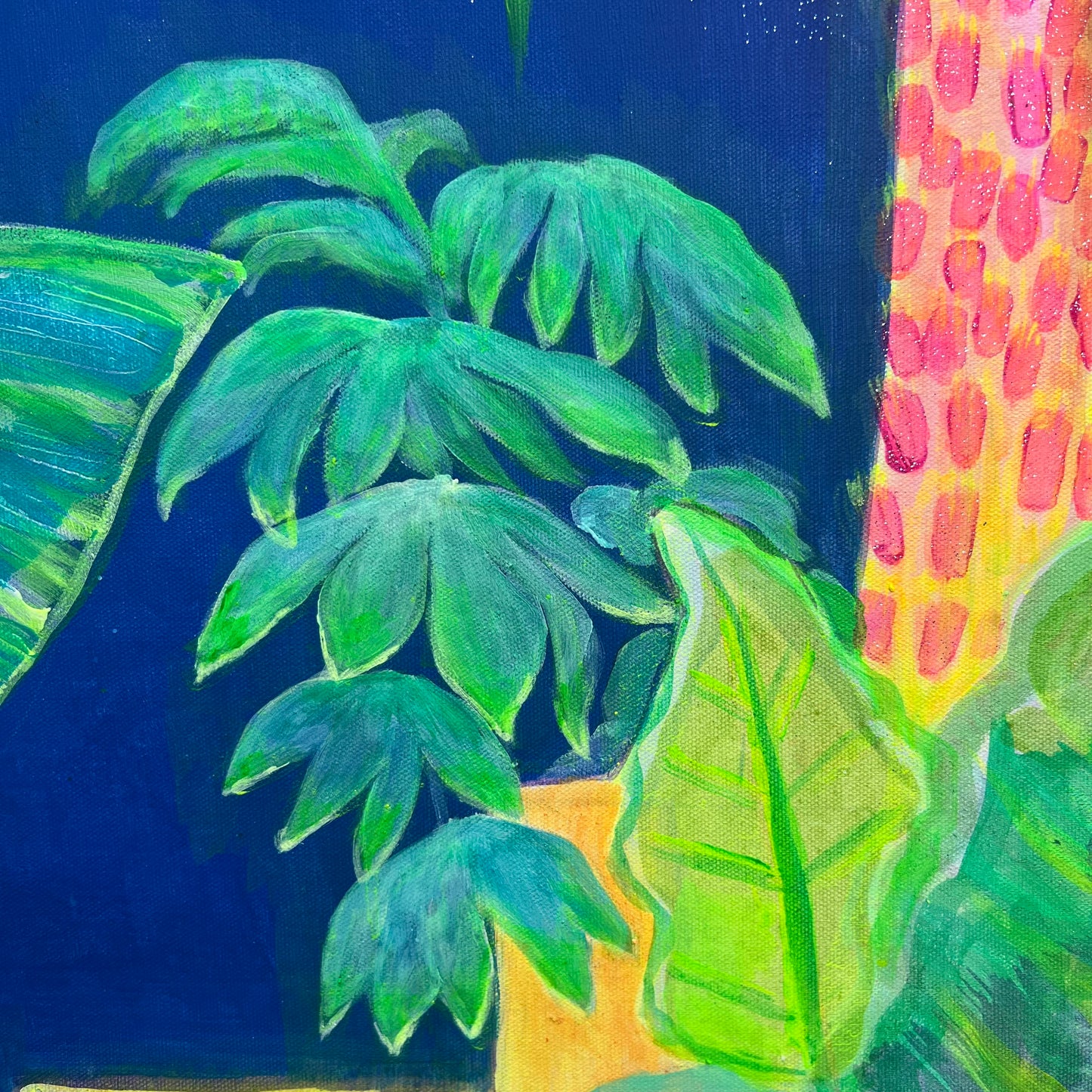 Nightfall Glowpool paper print by Kathryn Sillince Artist featuring a vibrant, luminous abstract design with glowing colors and intricate details.