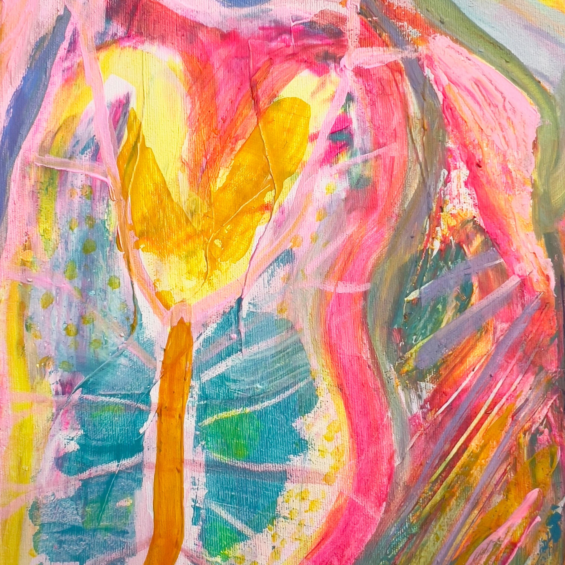 'Three Alocasia Leaves' 41cm x 41cm - Kathryn Sillince Artist