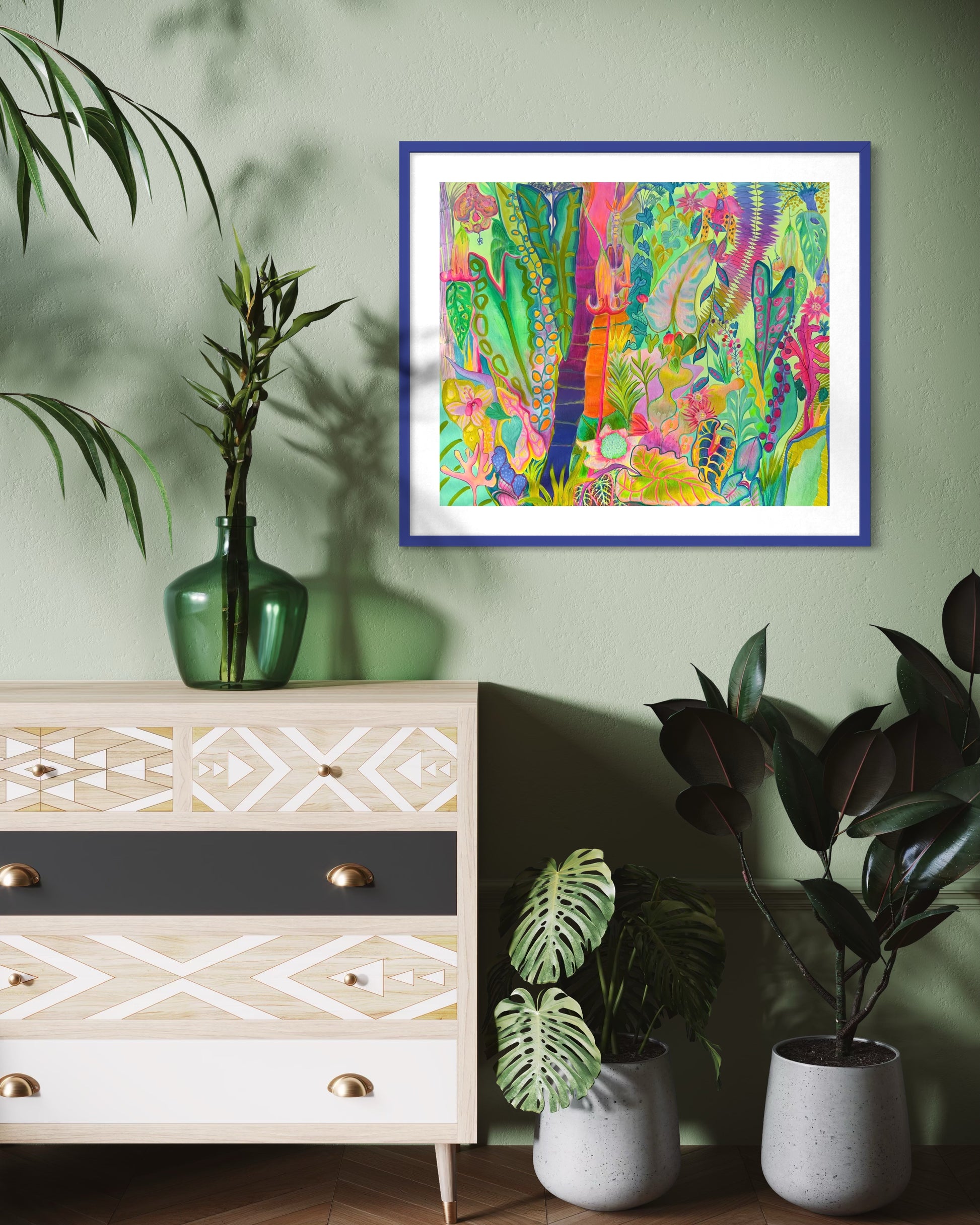 Equatorial Goldenhour paper print by Kathryn Sillince Artist featuring warm sunset tones and abstract landscape elements.