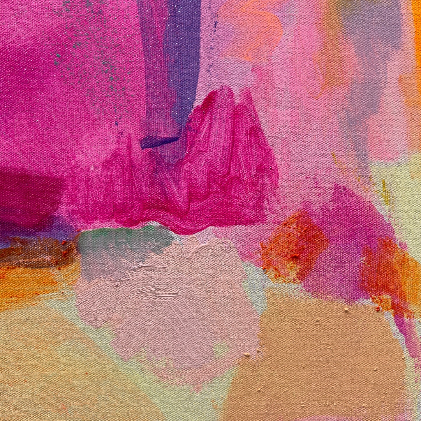 Sunbeams and Daydreams artwork by Kathryn Sillince, 92cm x 92cm, featuring soft sunlight and dreamy abstract patterns.