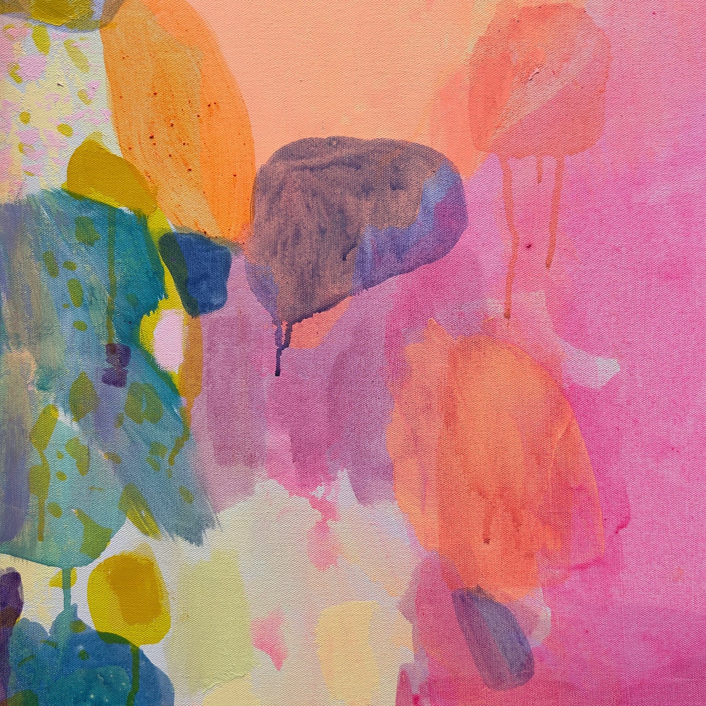 Kathryn Sillince Artist's 'A Beautiful Demeanour' 92cm x 92cm abstract artwork with vibrant colors and textured brushstrokes