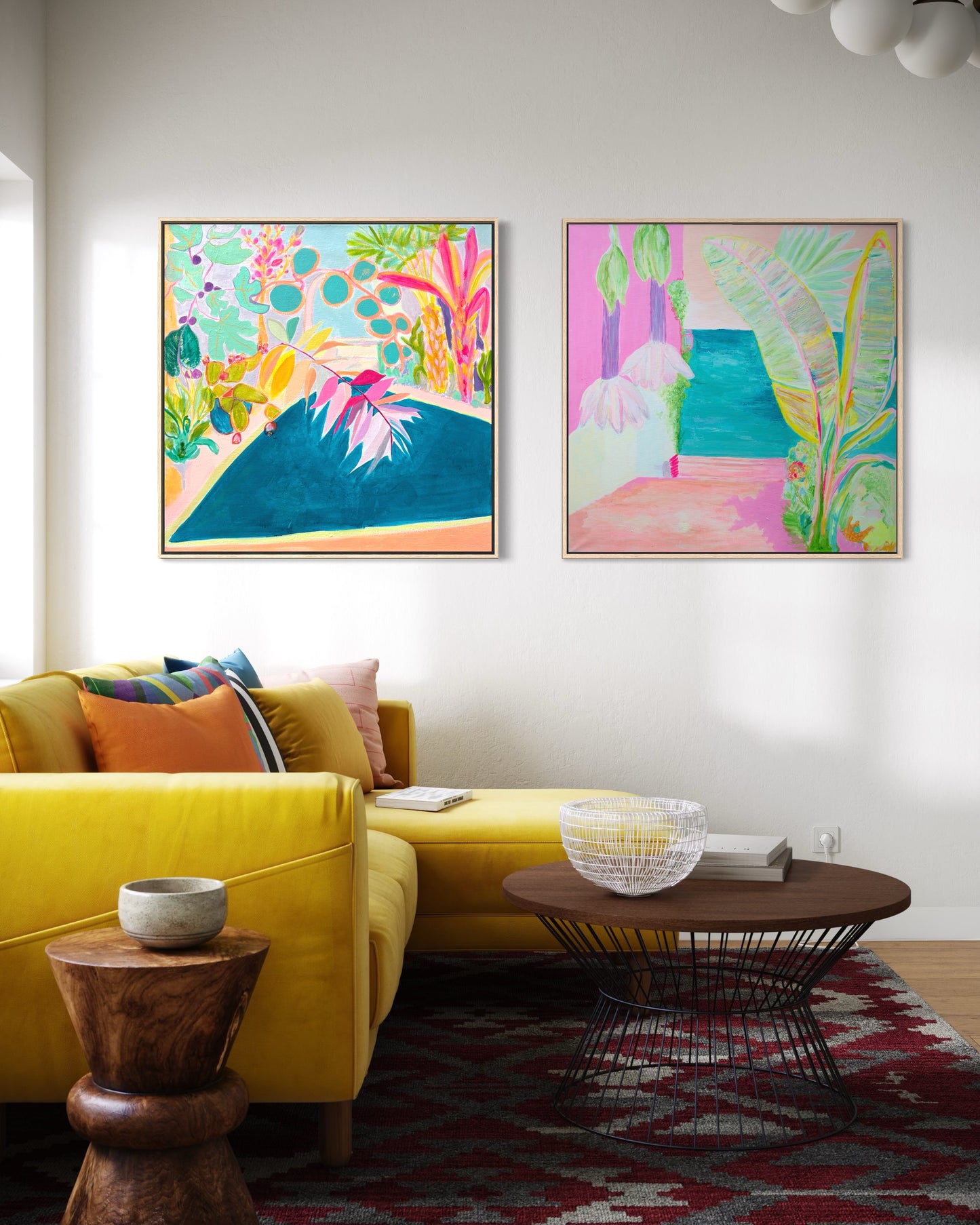 Botanical print set by Kathryn Sillince, featuring "Endless Summer By The Pool" and "Vacation Anticipation" artwork images.