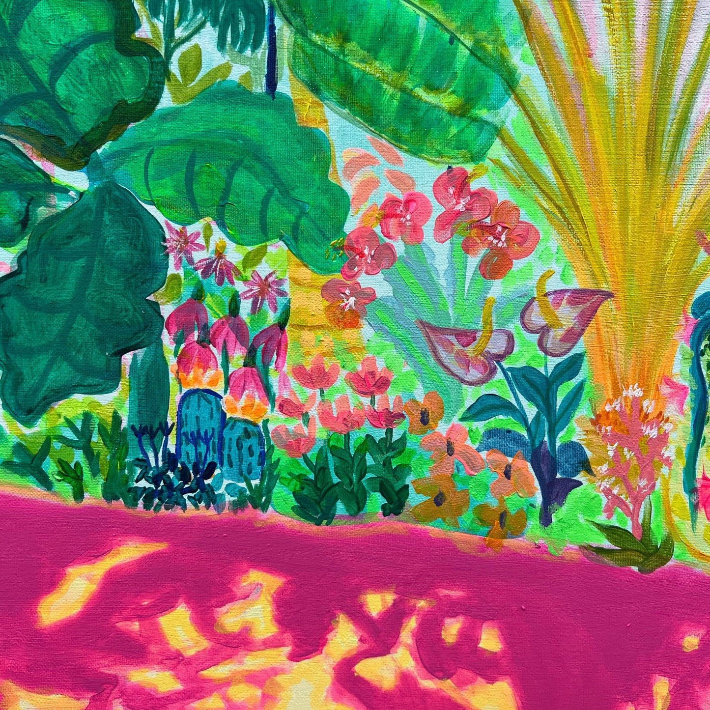 Pink Shadows By The Pool 153cm x 77cm