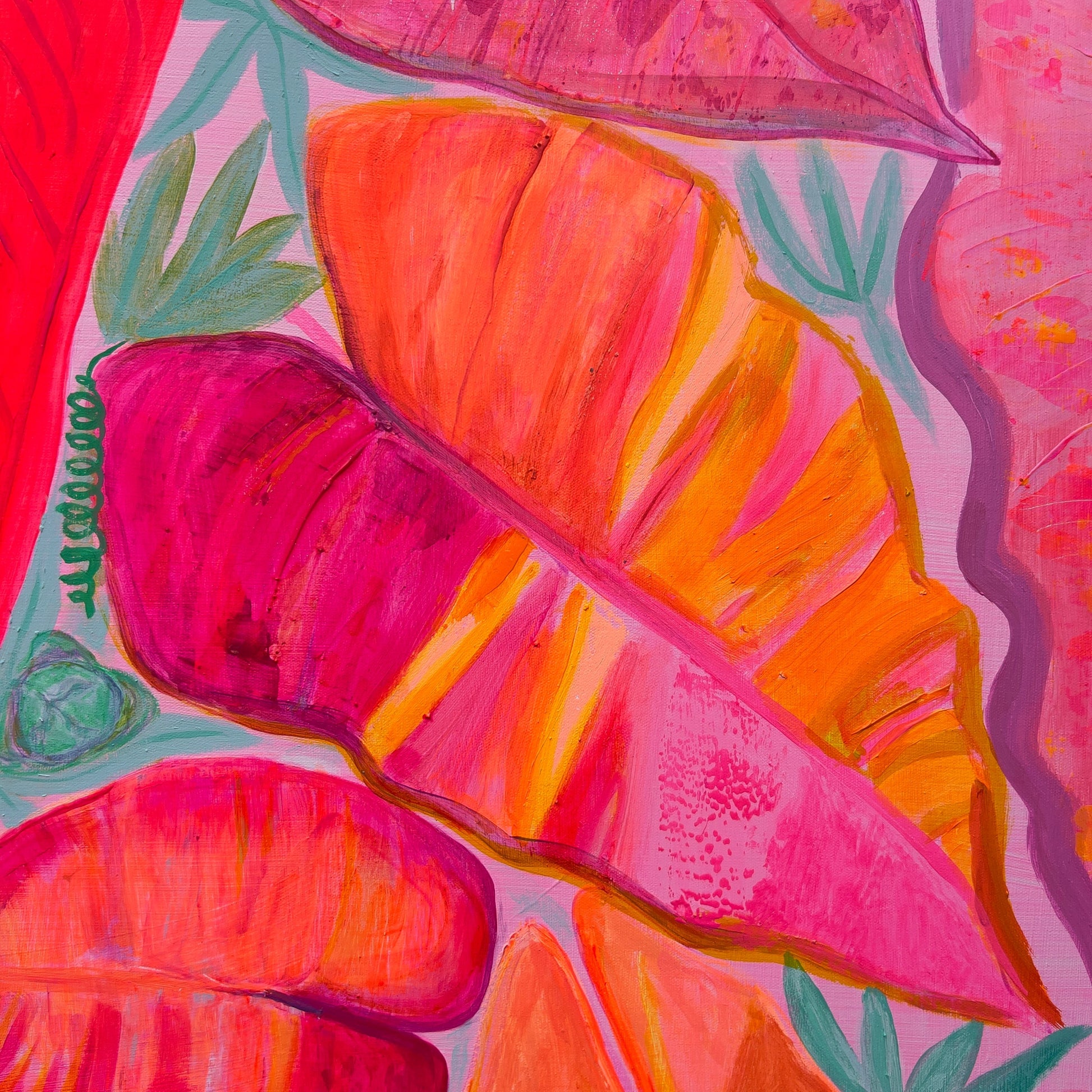 Kathryn Sillince Artist 'Better Together' 102cm x 102cm abstract art print showcasing vibrant colors and organic shapes.