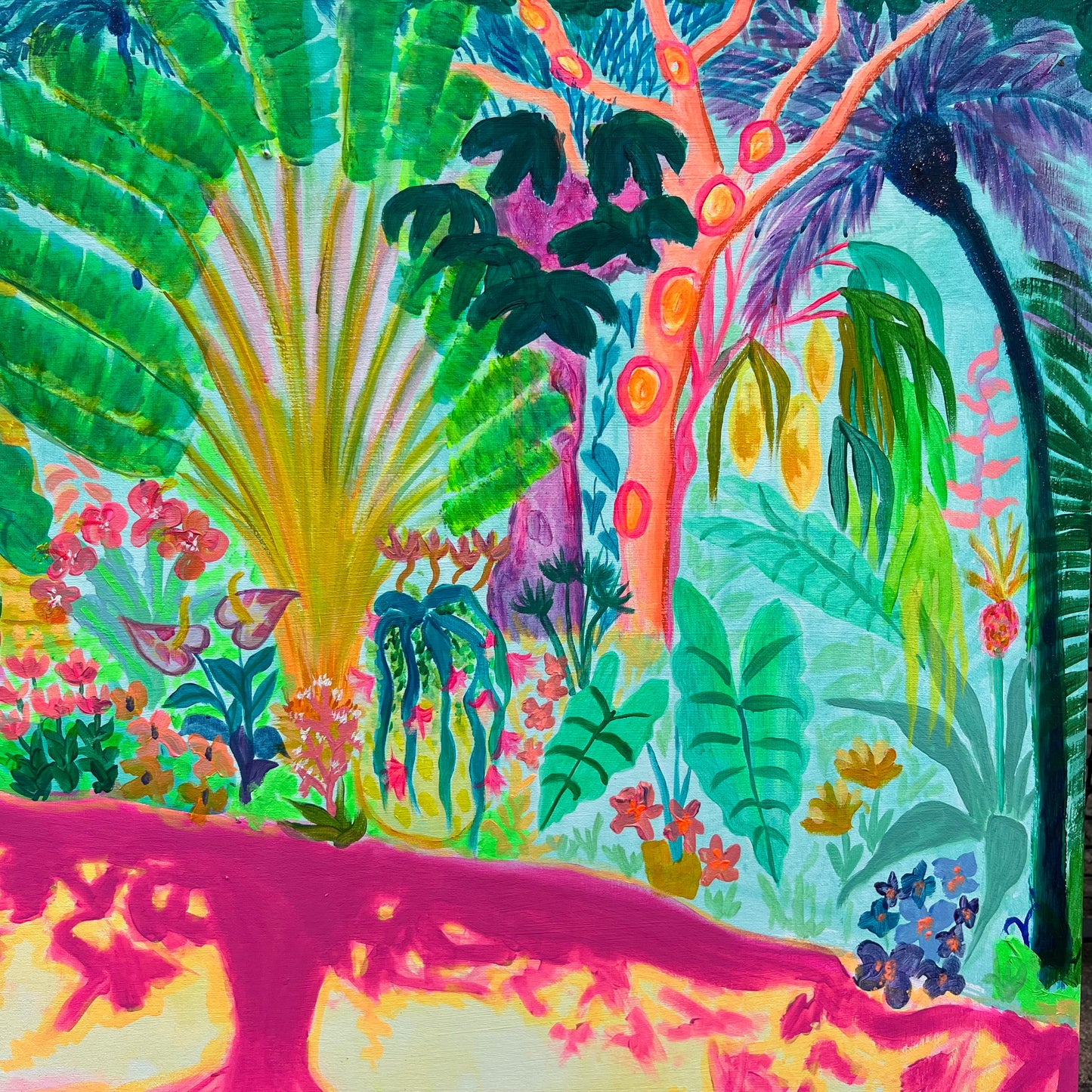 Pink Shadows By The Pool 153cm x 77cm