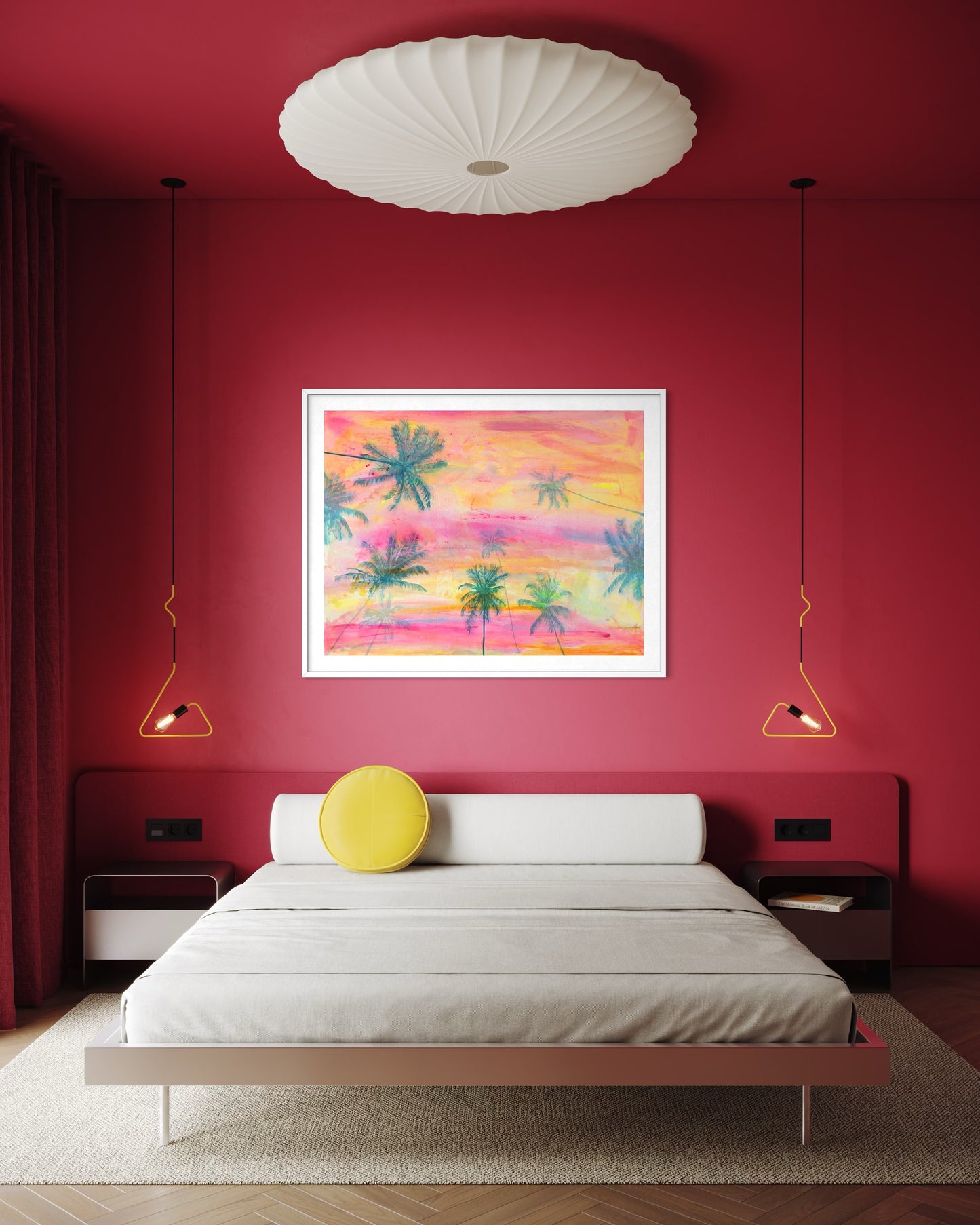 Paper print titled "Lie With Me At Sunset" by Kathryn Sillince Artist, featuring a sunset scene with a romantic, tranquil atmosphere.