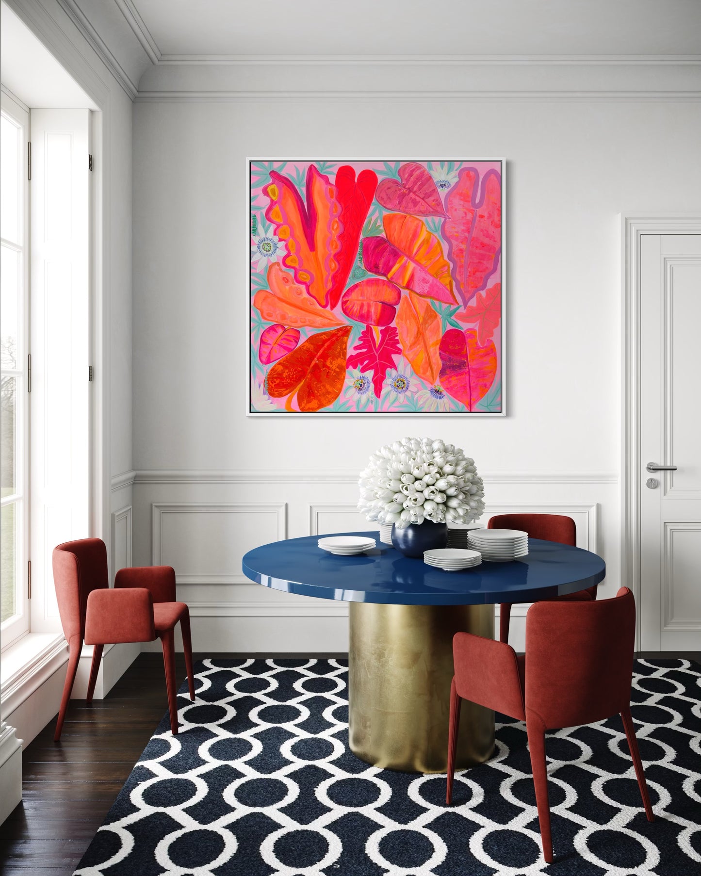 Kathryn Sillince Artist 'Better Together' 102cm x 102cm abstract artwork featuring vibrant colors and textured brushstrokes.