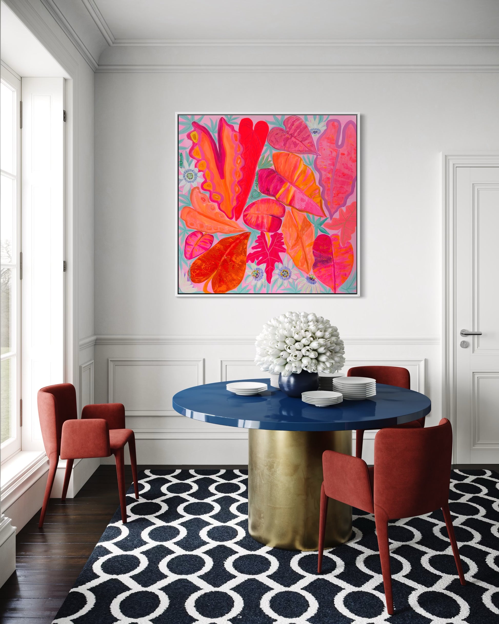 Kathryn Sillince Artist 'Better Together' 102cm x 102cm abstract artwork featuring vibrant colors and textured brushstrokes.