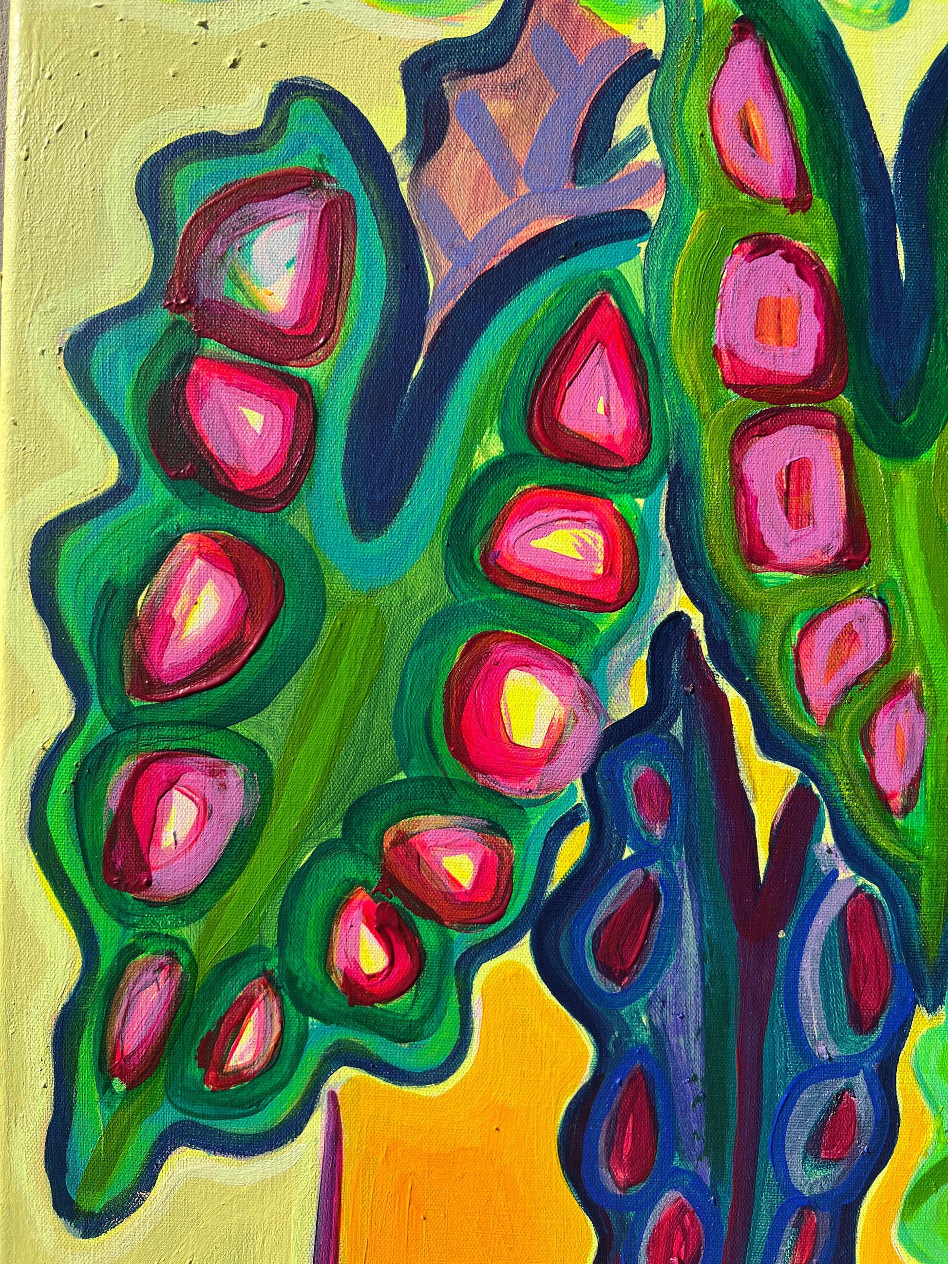 Alocasia Study IV artwork by Kathryn Sillince, featuring vibrant, detailed botanical illustration on a 61cm by 71cm canvas.