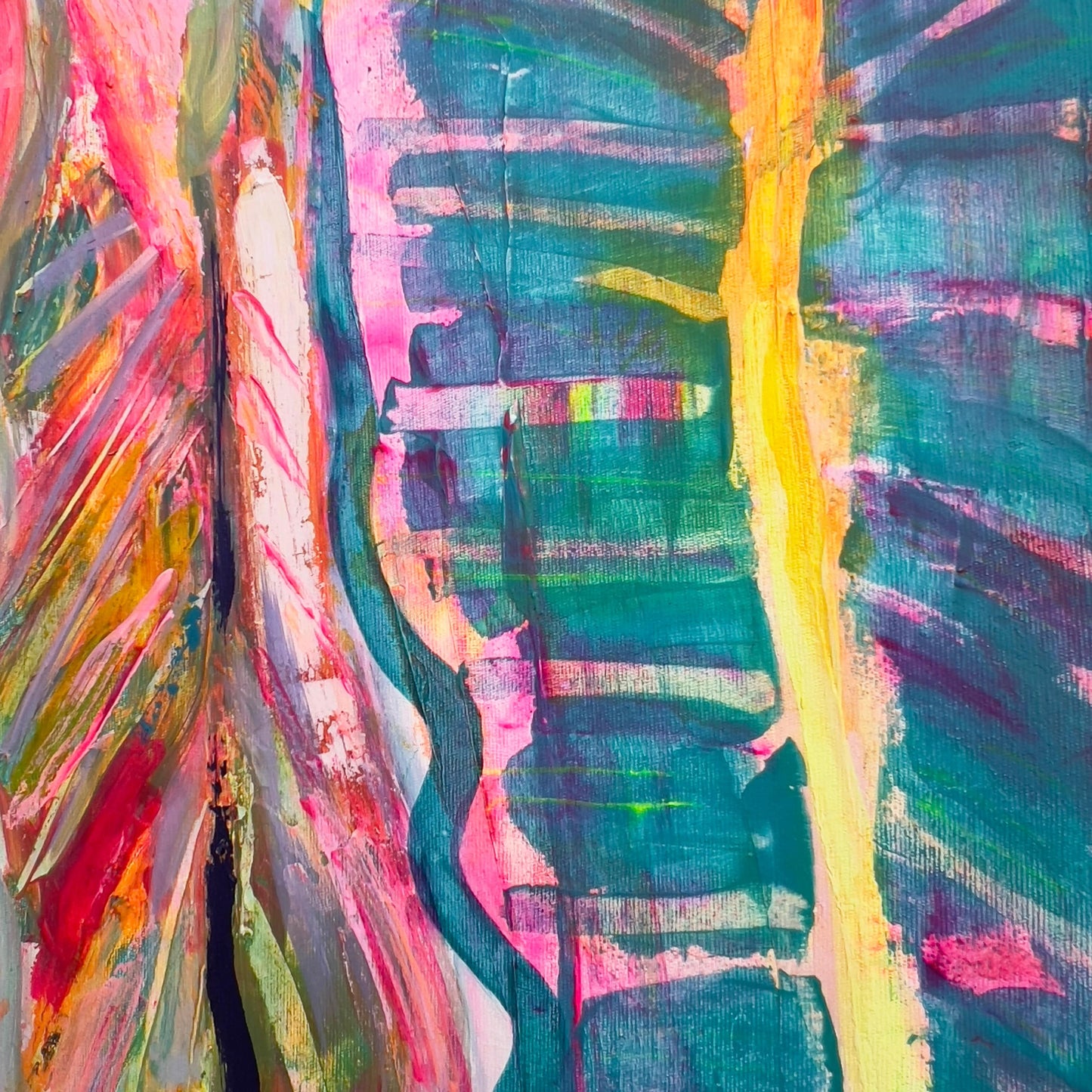 'Three Alocasia Leaves' 41cm x 41cm - Kathryn Sillince Artist