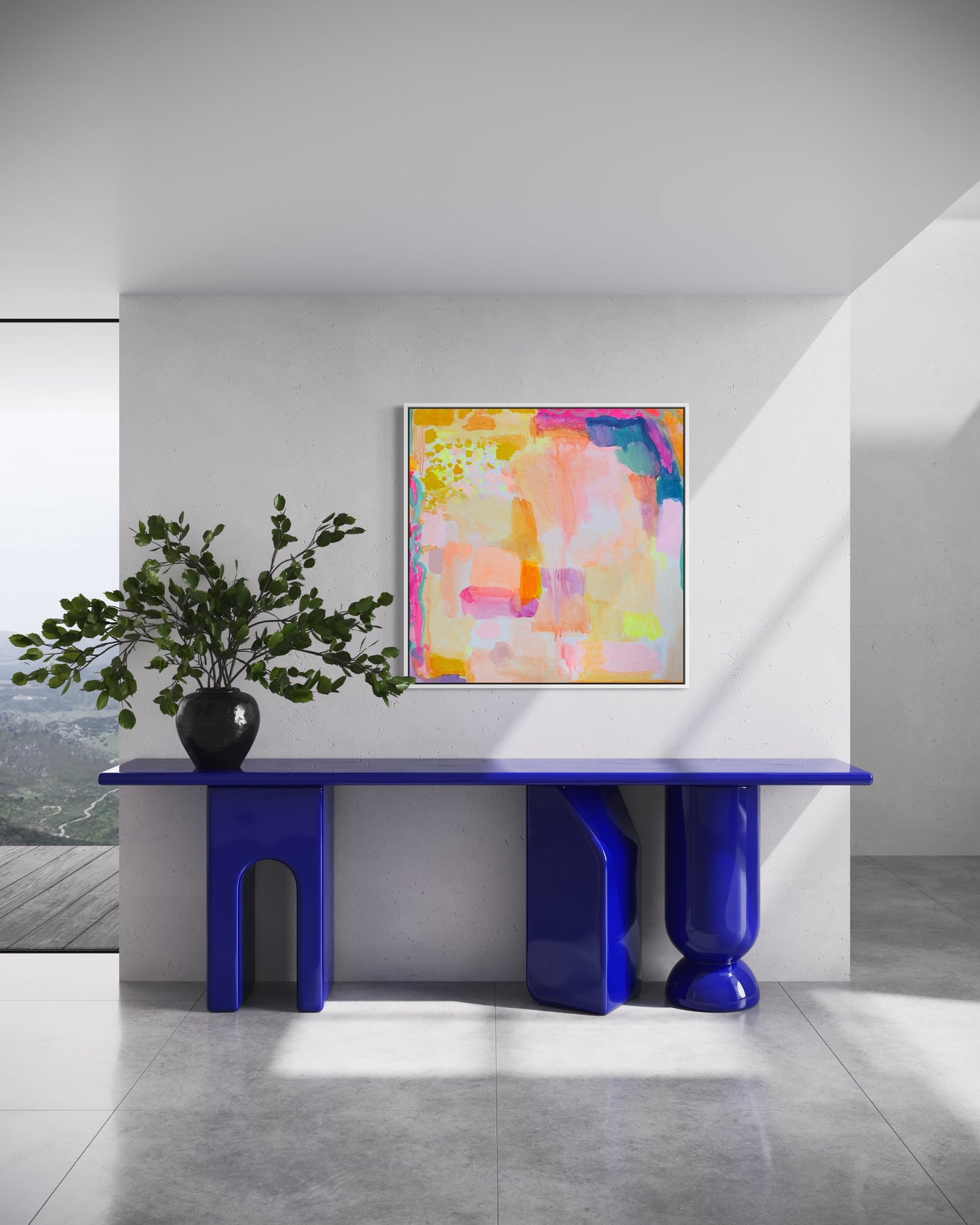 Kathryn Sillince Artist 90cm x 90cm art print titled "So Many Things To Look Forward To" featuring vibrant abstract design.