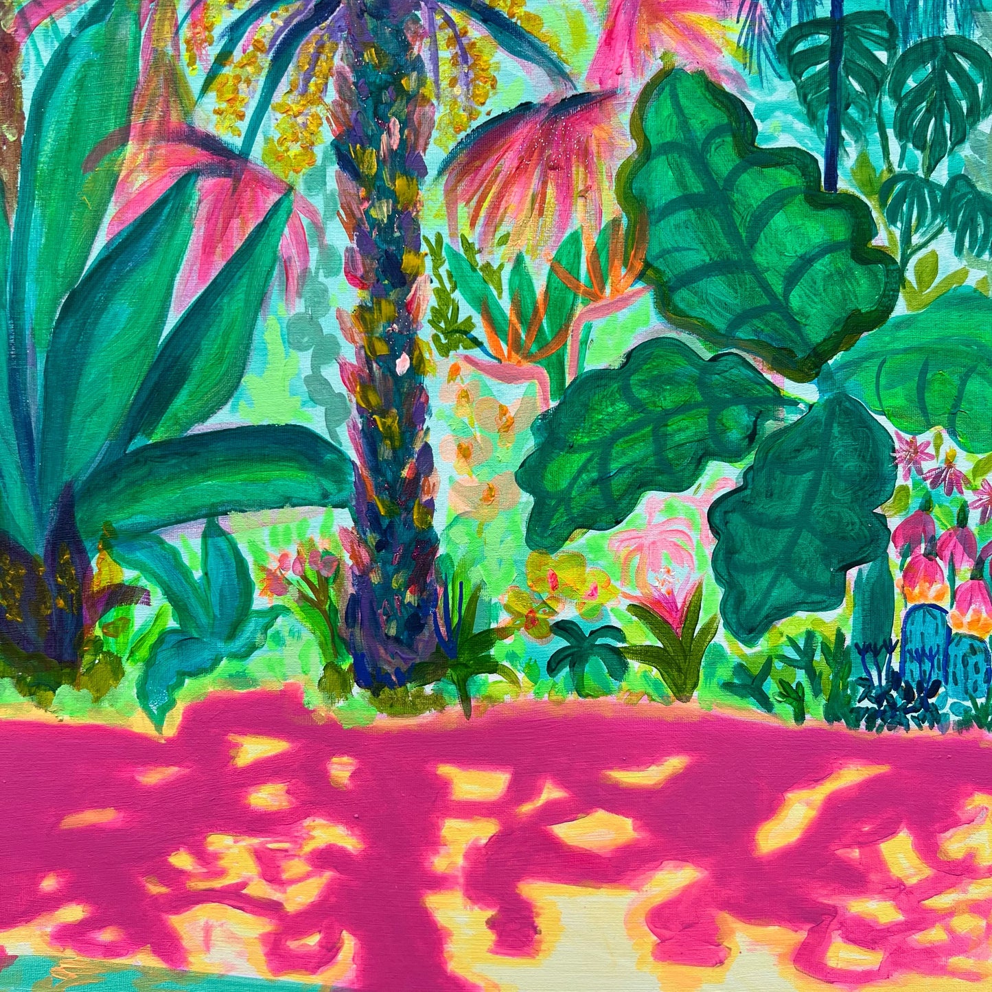 Pink Shadows By The Pool 153cm x 77cm