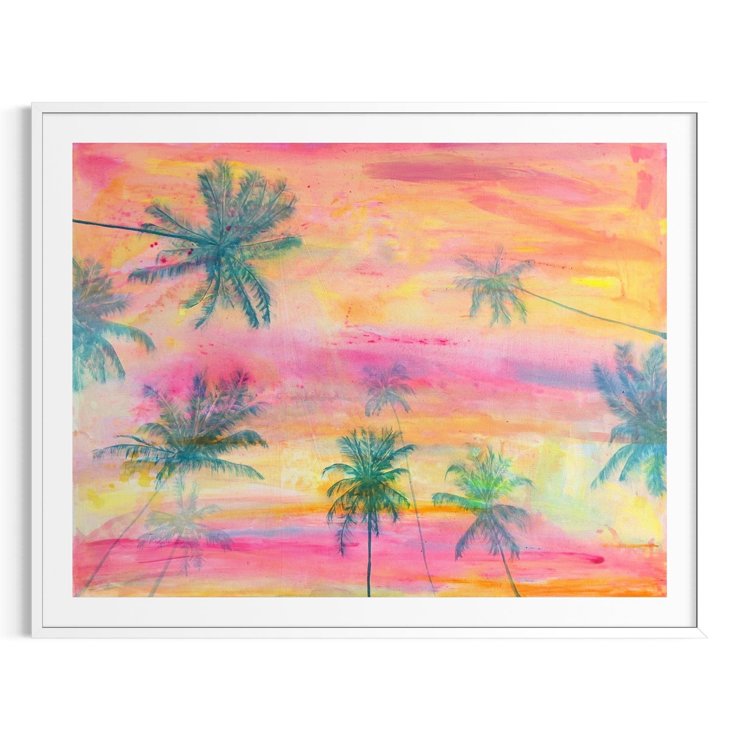 Paper print of "Lie With Me At Sunset" by Kathryn Sillince Artist, featuring a romantic sunset scene with warm colors and silhouettes.