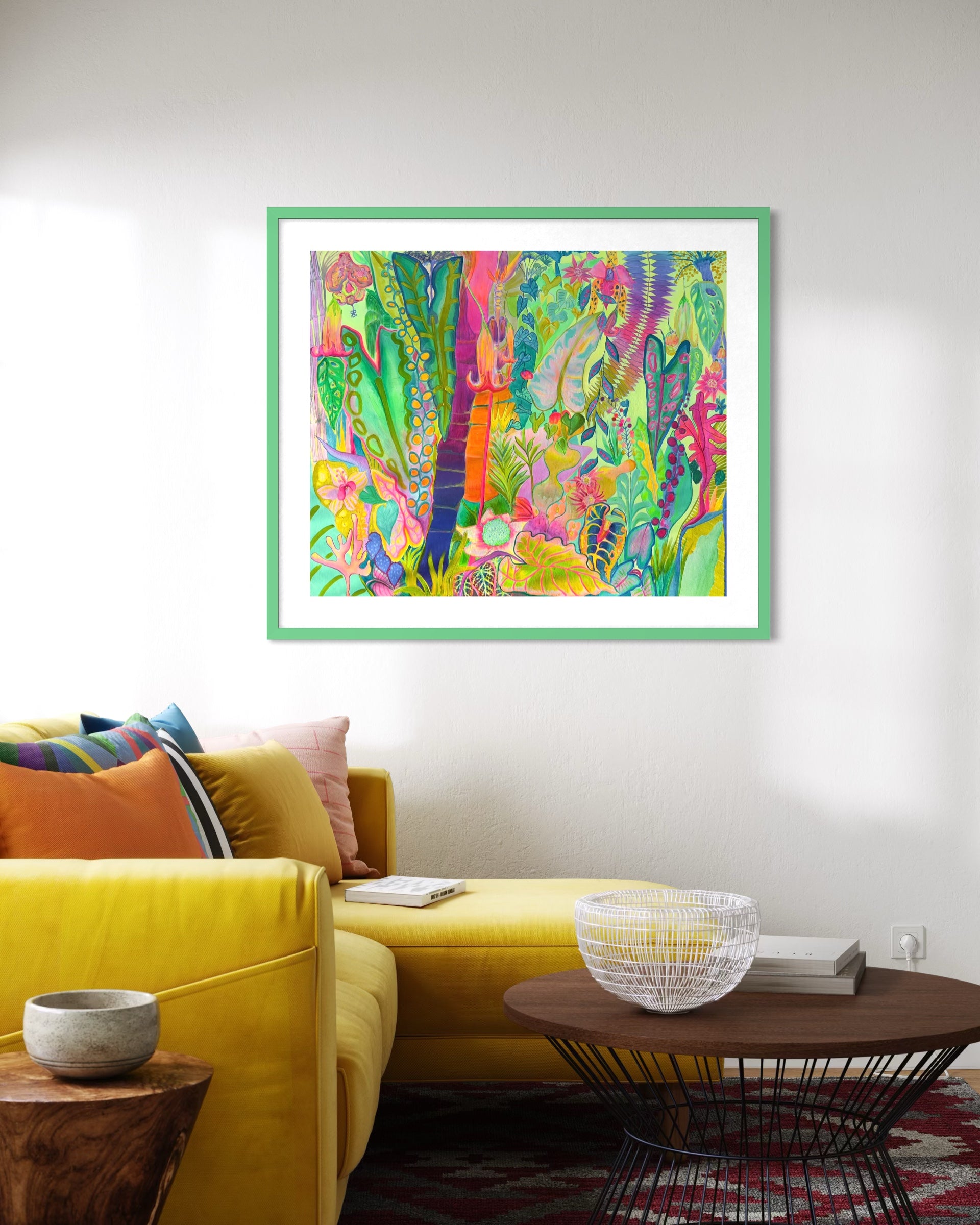 Equatorial Goldenhour paper print by Kathryn Sillince Artist featuring a vibrant sunset scene with warm, golden tones and detailed landscape.