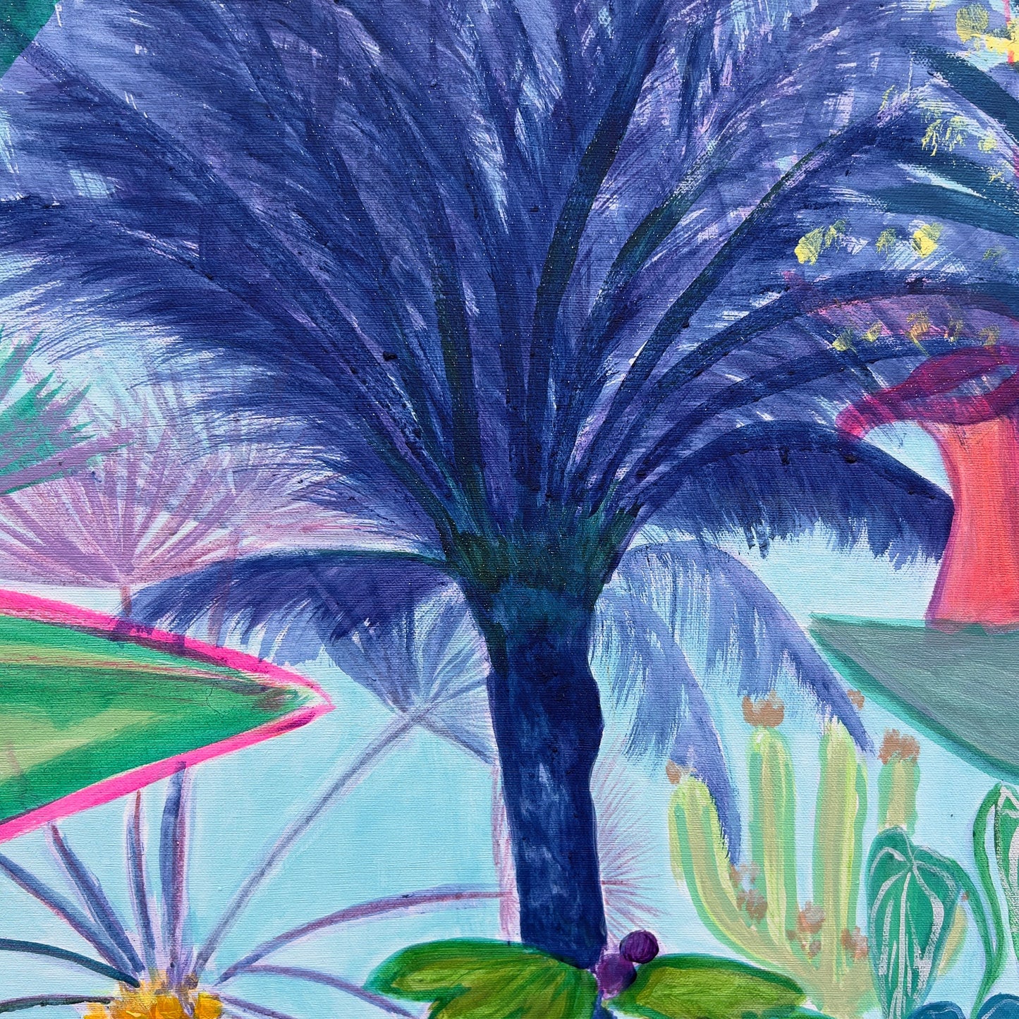 Kathryn Sillince Artist Paradise Gardens 122cm x 122cm colorful floral artwork on canvas