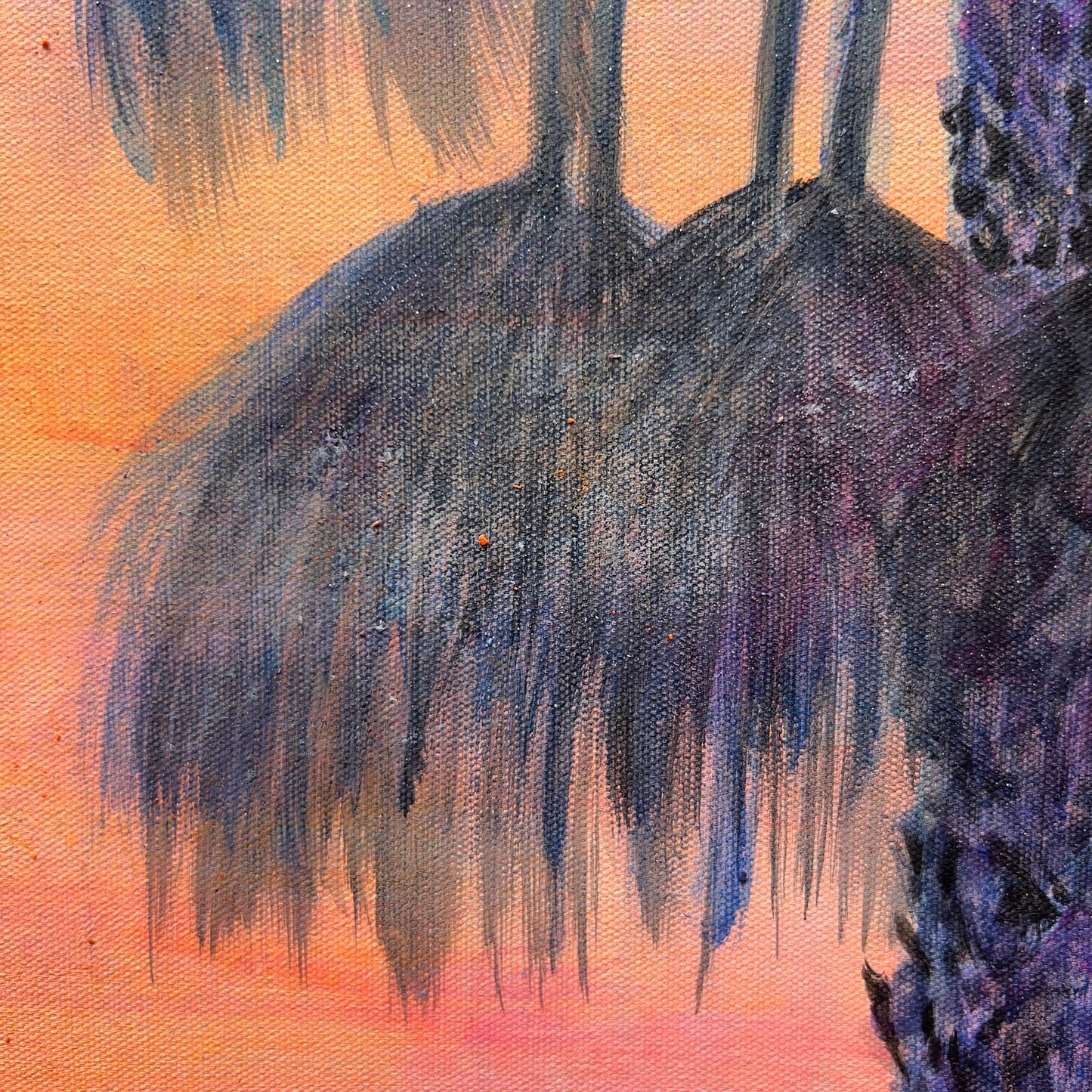Sunset Solitude landscape painting by Kathryn Sillince, featuring warm sunset colors and tranquil scenery in a 66cm x 81cm artwork.
