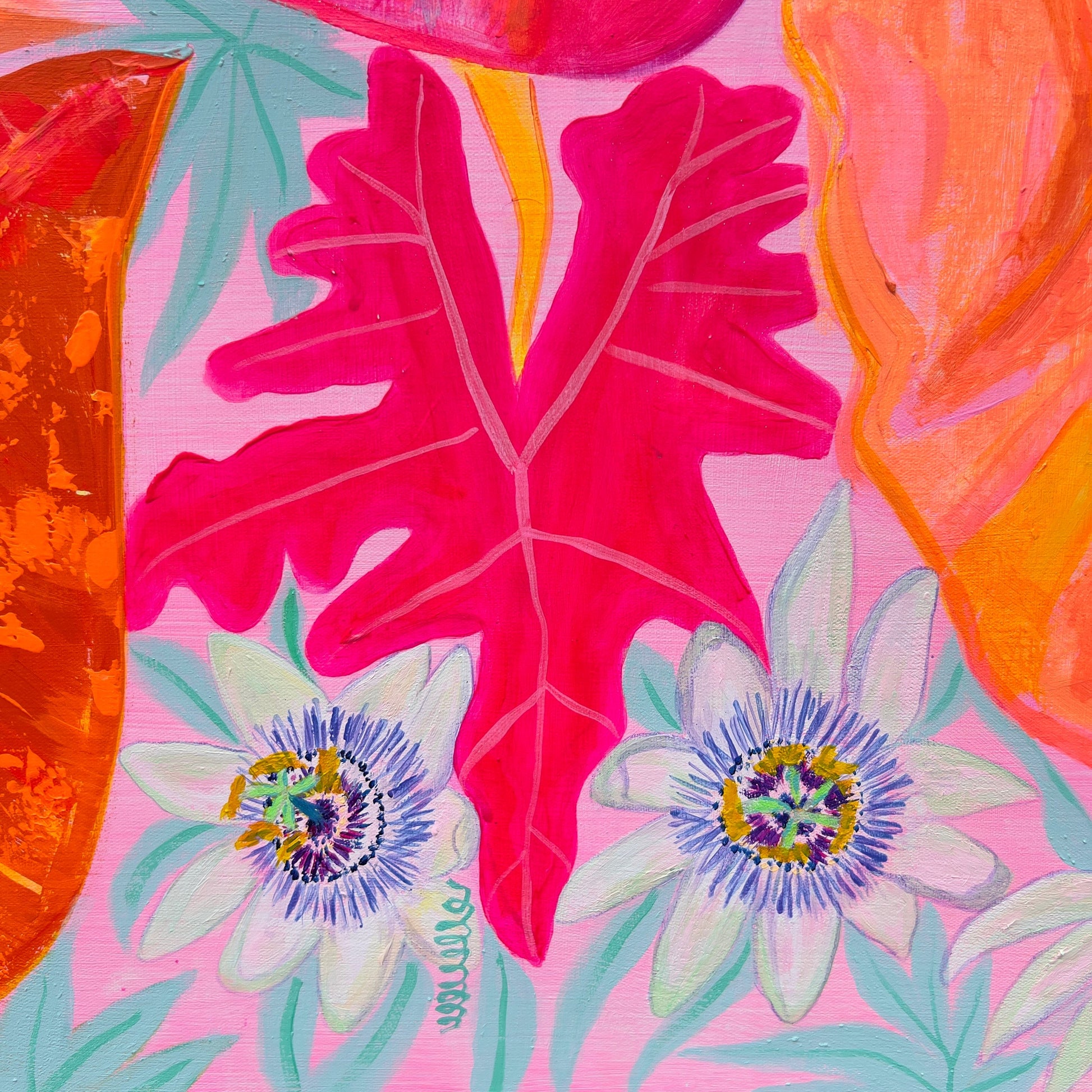 Better Together artwork by Kathryn Sillince, 102cm x 102cm, featuring vibrant, colorful abstract design on canvas.